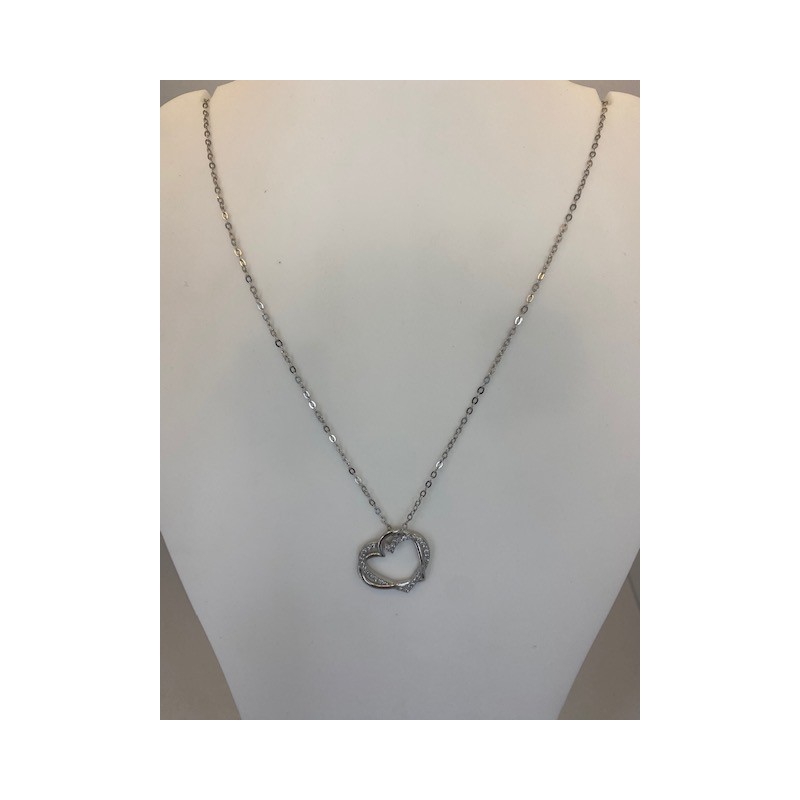 Collar de plata de ley de 925 m/m, con cadena y dos corazones.