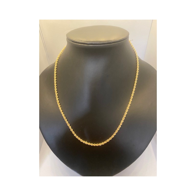 Cordón salomónico de ORO 18 kts, de 50 cms de largo