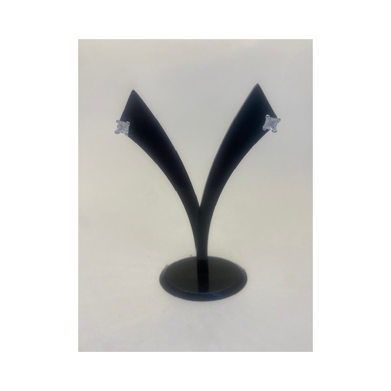 Pendientes de plata de ley de 925 m/m, con circonita cuadrada