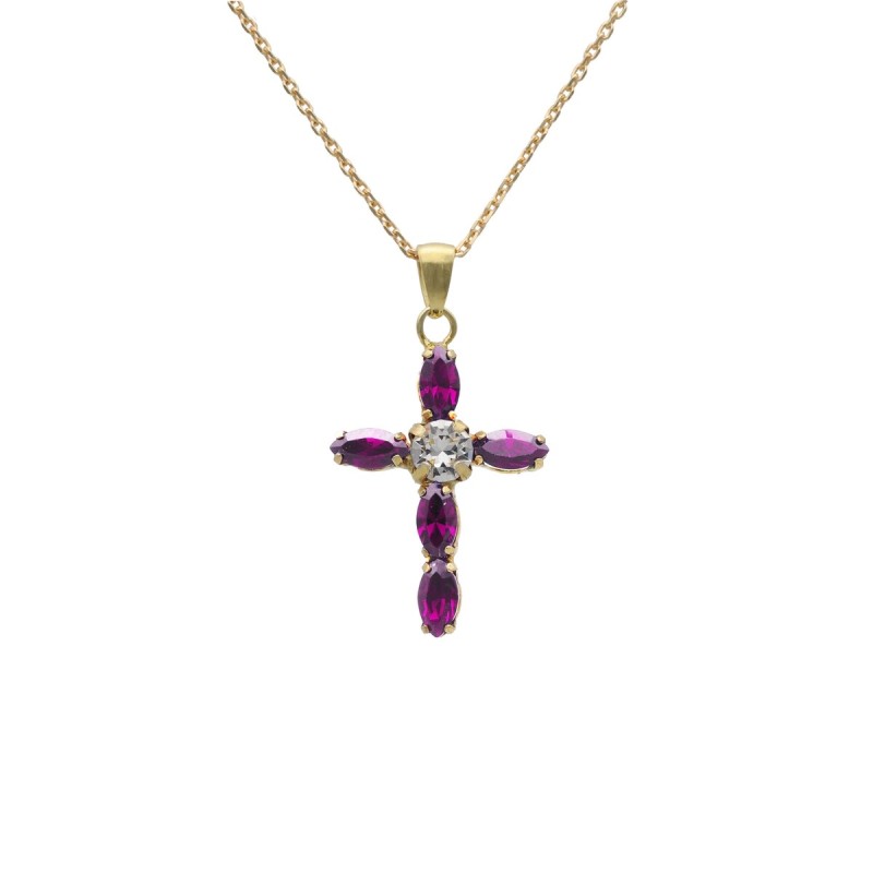 Collar de VICTORIA CRUZ, de plata de ley de 925 m/m,chapado en oro, con circonitas