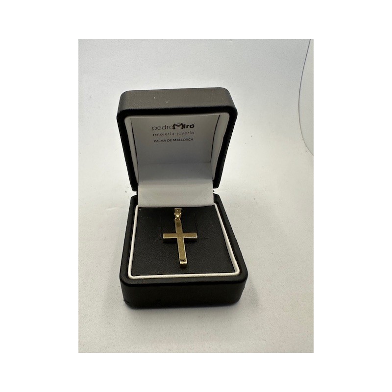 Cruz de ORO amarillo de 18 KTS, lisa brillante.