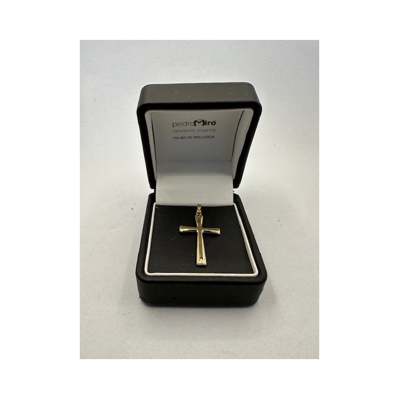 Cruz de ORO amarillo de 18 KTS, lisa brillante.