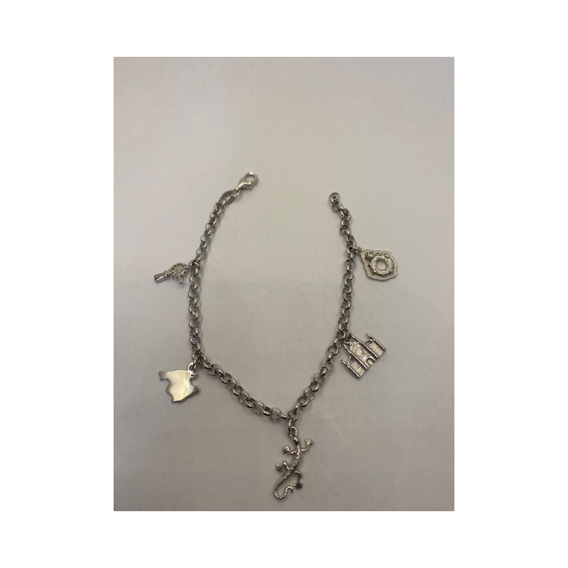 Pulsera de plata de ley de 925 m/m, modelo baule, con colgantes mallorquines.
