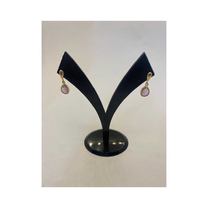 Pendientes de oro amarillo de 18 kts, con circonita de color