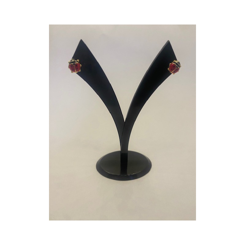 Pendientes de ORO amarillo, de 18 KTS, con esmalte.